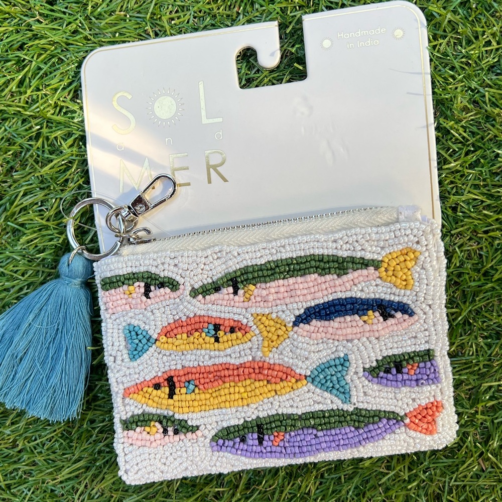 Sol and Mer Sardine Fish Beaded Coin Pouch
